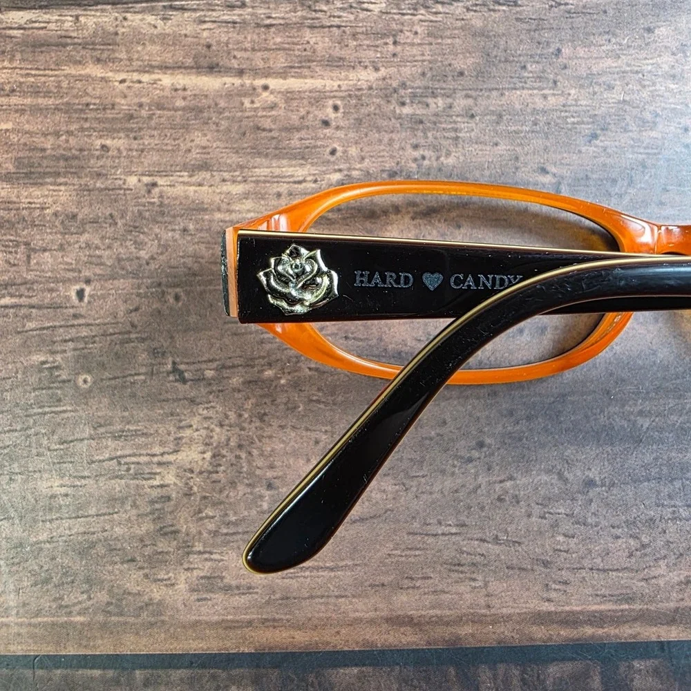 Hard Candy Women's Sunglasses Black Orange Oval Frame 51-15-135‎